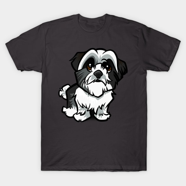 Shih Tzu - Black and White T-Shirt by binarygod